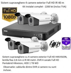 Kit sistem supraveghere Hikvision 4 Camere full HD